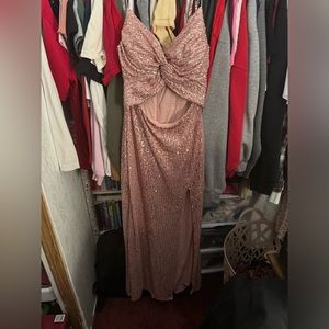 Pink sequins prom dress